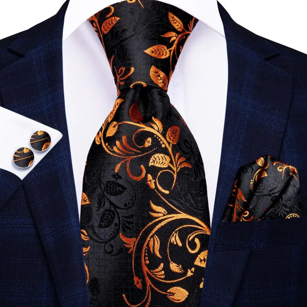 Hi-Tie 8.5cm Black Solid Striped Paisley 100% Silk Men's Business Tie Neck Tie for Men Fashion Luxury Wedding Necktie Gravatas