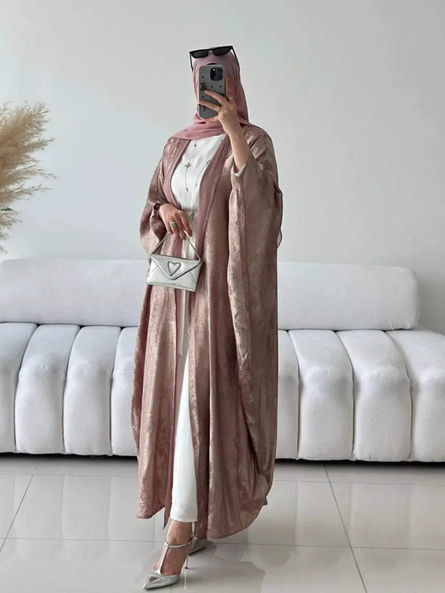 Eid Sliky Abaya Muslim Party Dress Women Ramadan Abaya Bat Sleeve Belt Morocco Kaftan Vestidos Largos Dubai Robe Jalabiya 2026