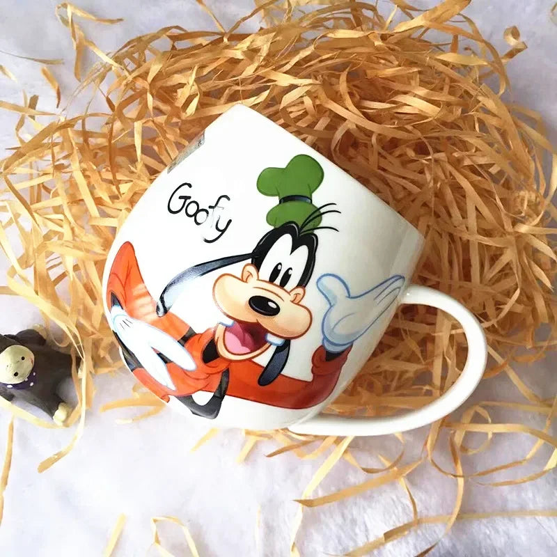 300ML Disney Mickey Mouse Minnie Mouse Coffee Mugs Cute Cartoon Donald Milk Mugs Creative Fashion Mugs Handle Kids Water Cup