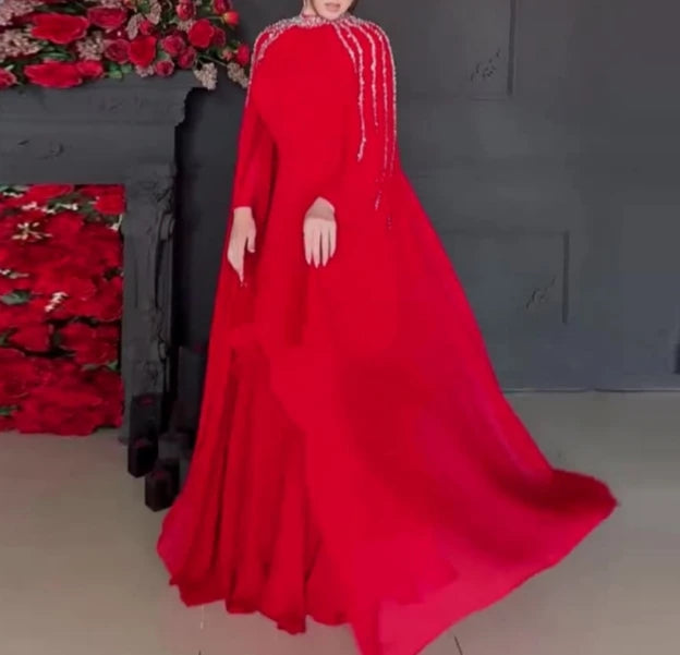 Women's Light Luxury High-End Fashion Rhinestone Evening Dress Temperament New Fashion Women Elegant High Waist Party Dresses