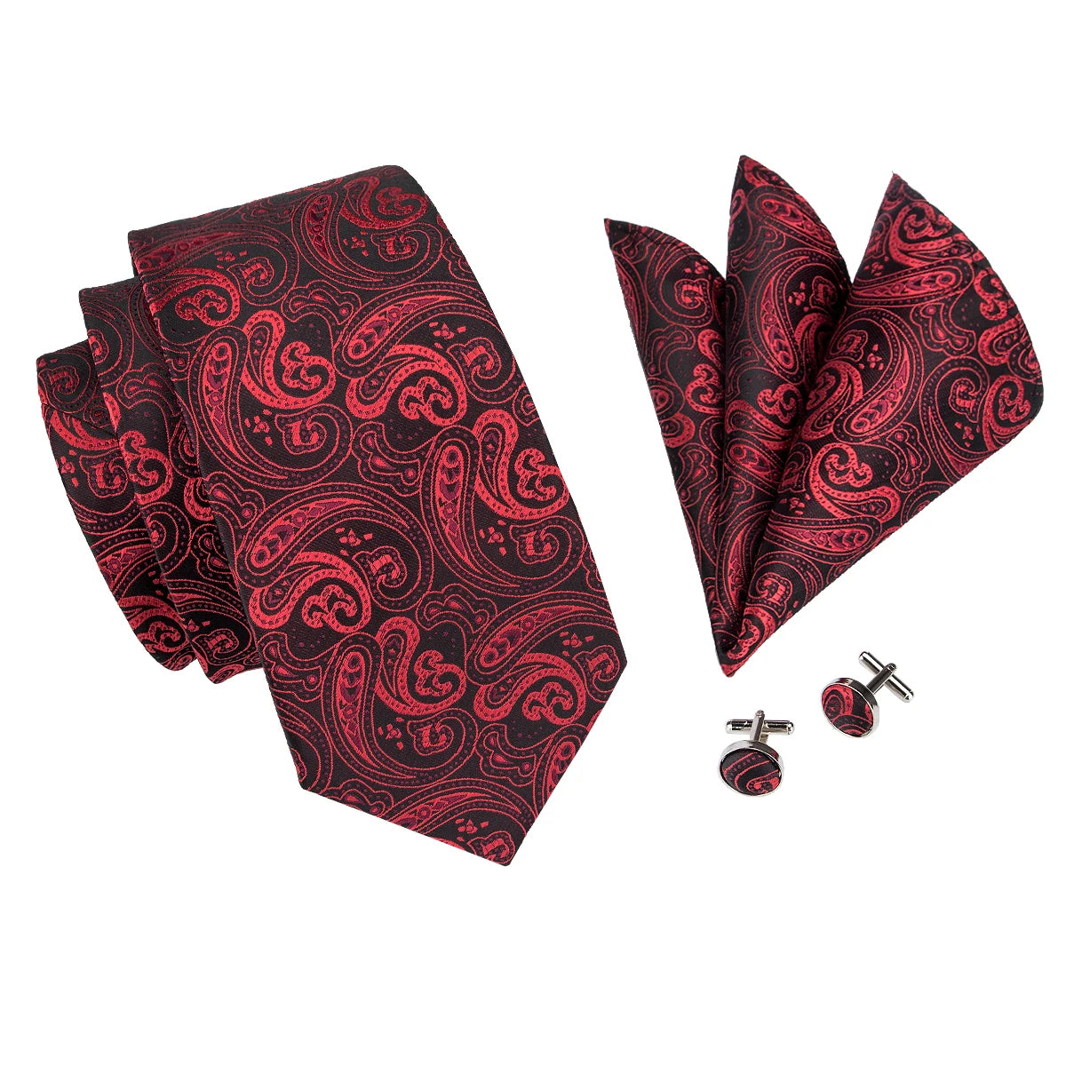 Hi-Tie Paisley Wine Red Silk Men's Tie NeckTies 8.5cm Ties for Men Formal Business Luxury Wedding Neckties Quality Gravatas