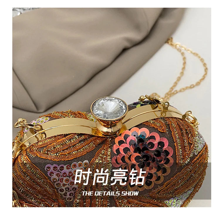 Women's Handbag2025New European and American fashion sequin shoulder baginsInternet Celebrity Retro Handheld Evening Bag