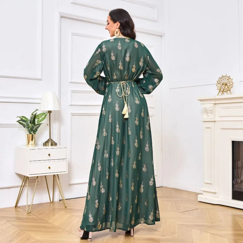 2026 New Women's Cardigan Vest Two-Piece Dress Middle Eastern Arabic Robe