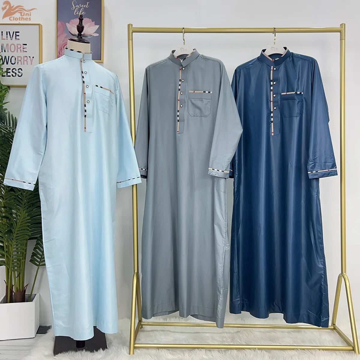 Eid Ramadan Jubba Thobe Muslim Dress for Men Long Robe Dubai Abaya Turkey Kaftan Islam Clothing Daffah Dishdasha Djellaba Prayer