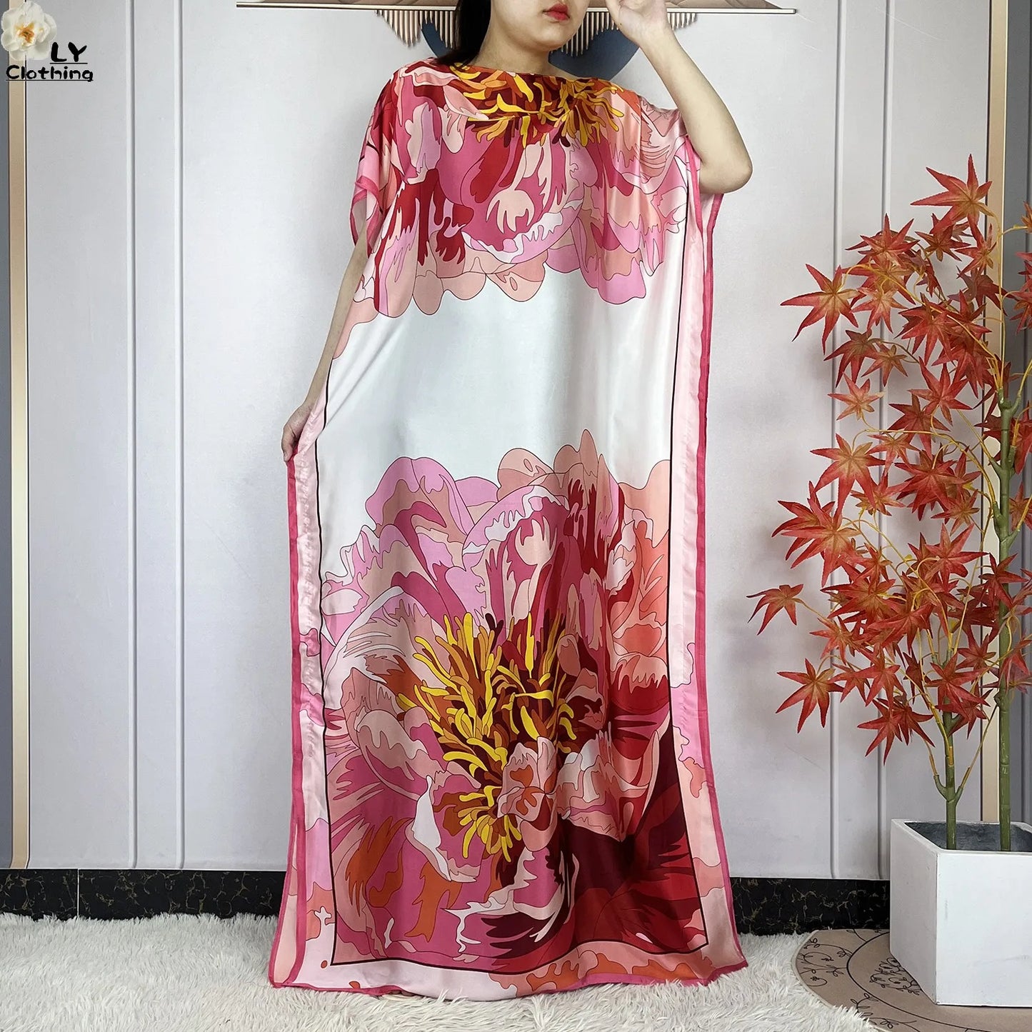 Muslim Abayas For Women 2023 New Fashion Printed Silk Soft Loose Femme Elegant Robe African Maxi Party Dresses With Belt Turban