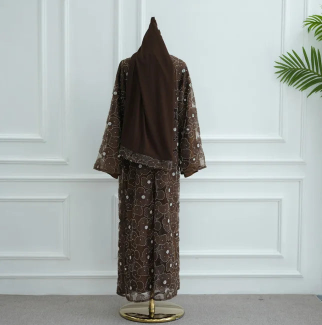 Eid Women Abaya Muslim Cardigan Dress Beading Flower Jalabiya Ramadan Vestidos Largos Islam Arab Long Robe Morocco Kaftan 2026