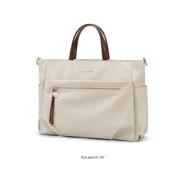 GOLF Women's Handbag Elegant Briefcase Tote Woman Business Leather Handle Nylon Lightweight 15 inch Shoulder Bag Multi Pockets
