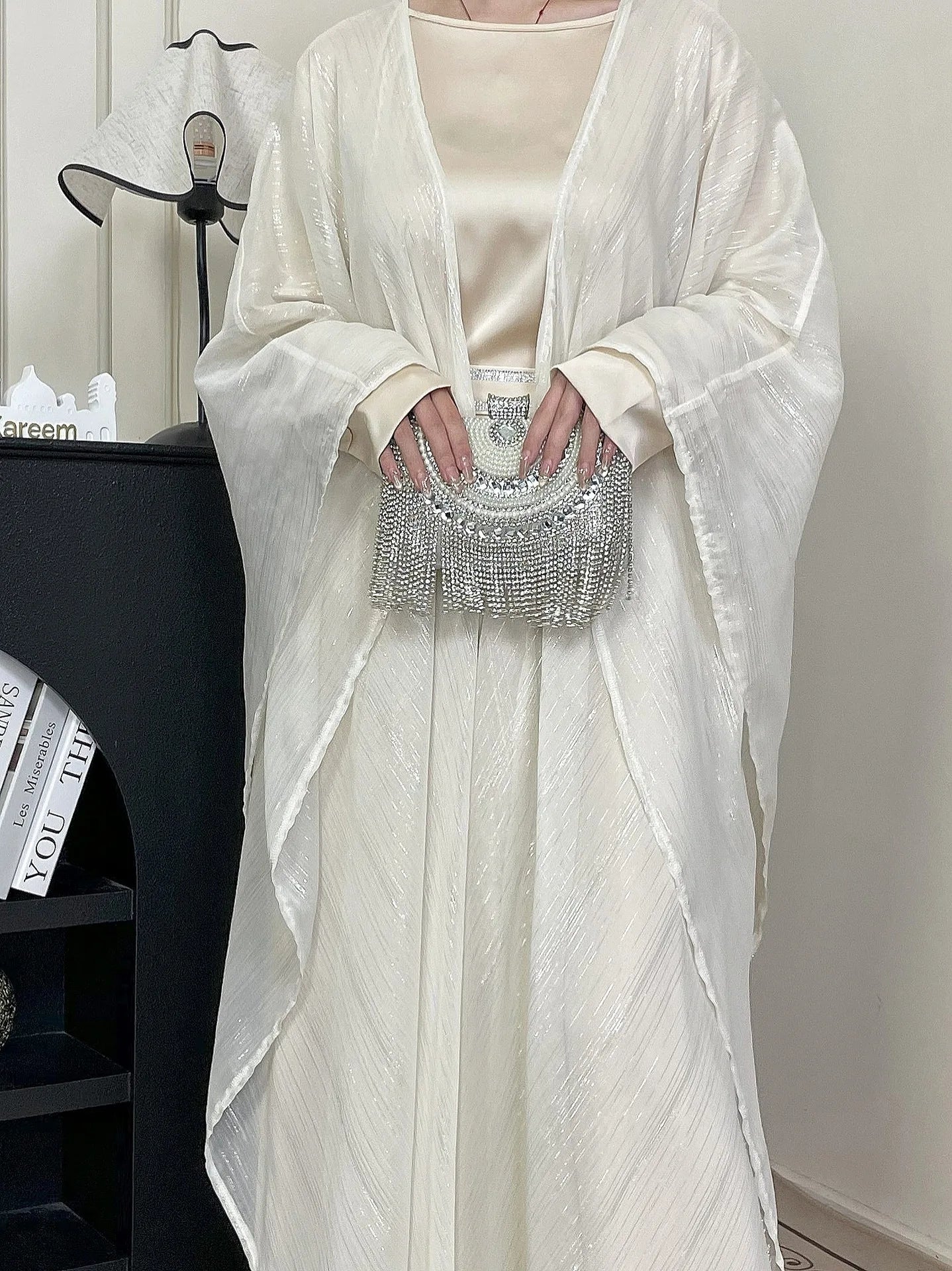 Eid Dress Suit Open Abaya Women Cardigan Dresses 2 Piece Set Jalabiya Muslim Ramadan Dubai Kaftan Party Vestidos Robe Morocco