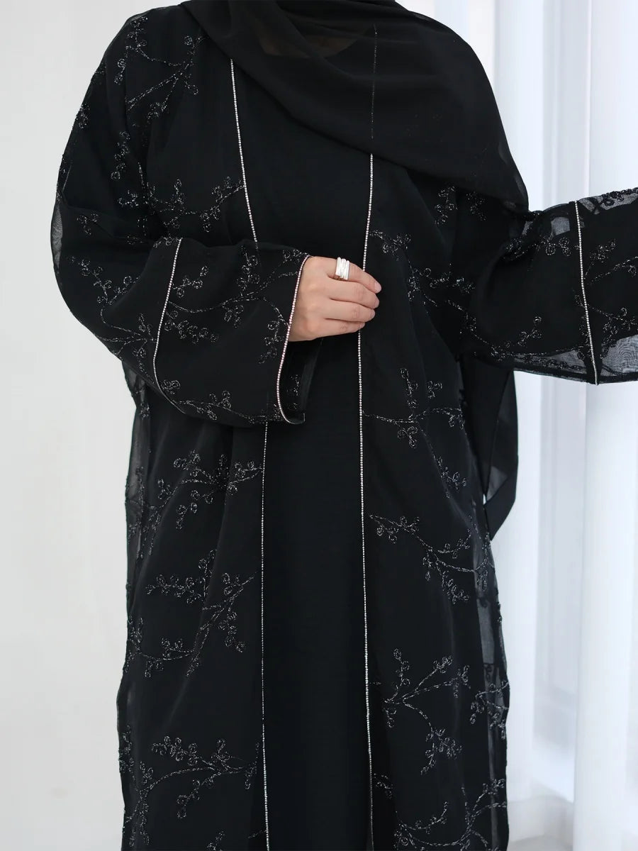 Muslim Women Dubai Abaya Luxury Embroidery Floral Long Dress Kimono Cardigan Kaftan Modest Robe Femme Islamic Clothing Kebaya