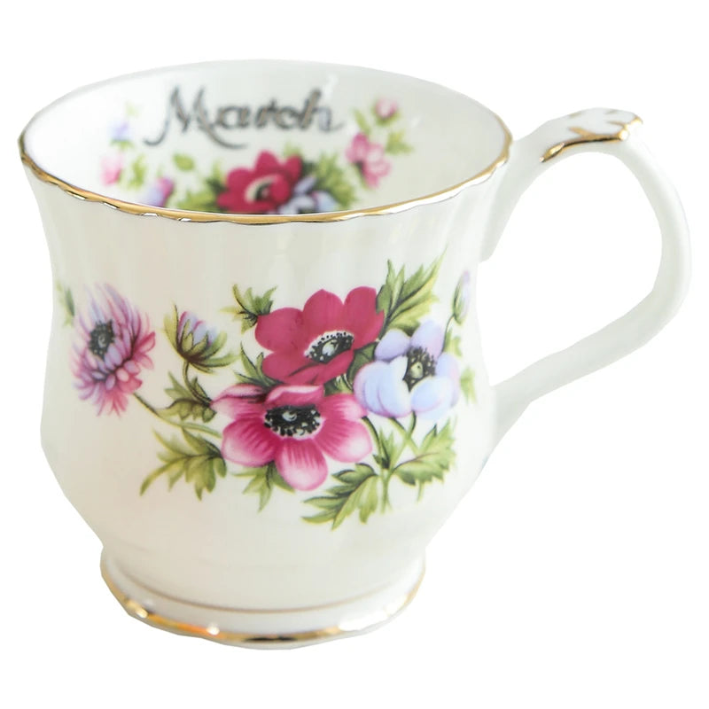 Retro Coffee Mug Ceramic Exquisite Seasonal Flower Printed Couple Cup Bone China Creative Gift Home Drinkware Breakfast Milk Mug