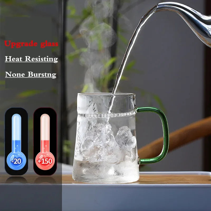 Heat-Resistant Glass Teacup with Filter, Flower Tea Cup, Office Drinkware Mugs with Cover and Infuser, Easy Using Teaware