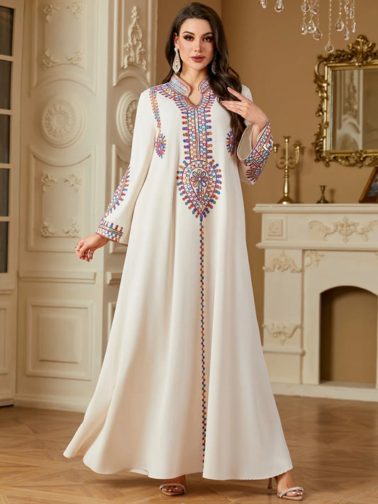 Eid Muslim Embroidery Dress for Women Abaya Party Long Dresses  Caftan Robe Jalabiya Ramadan Morocco Dubai 2025 Vestidos Largos