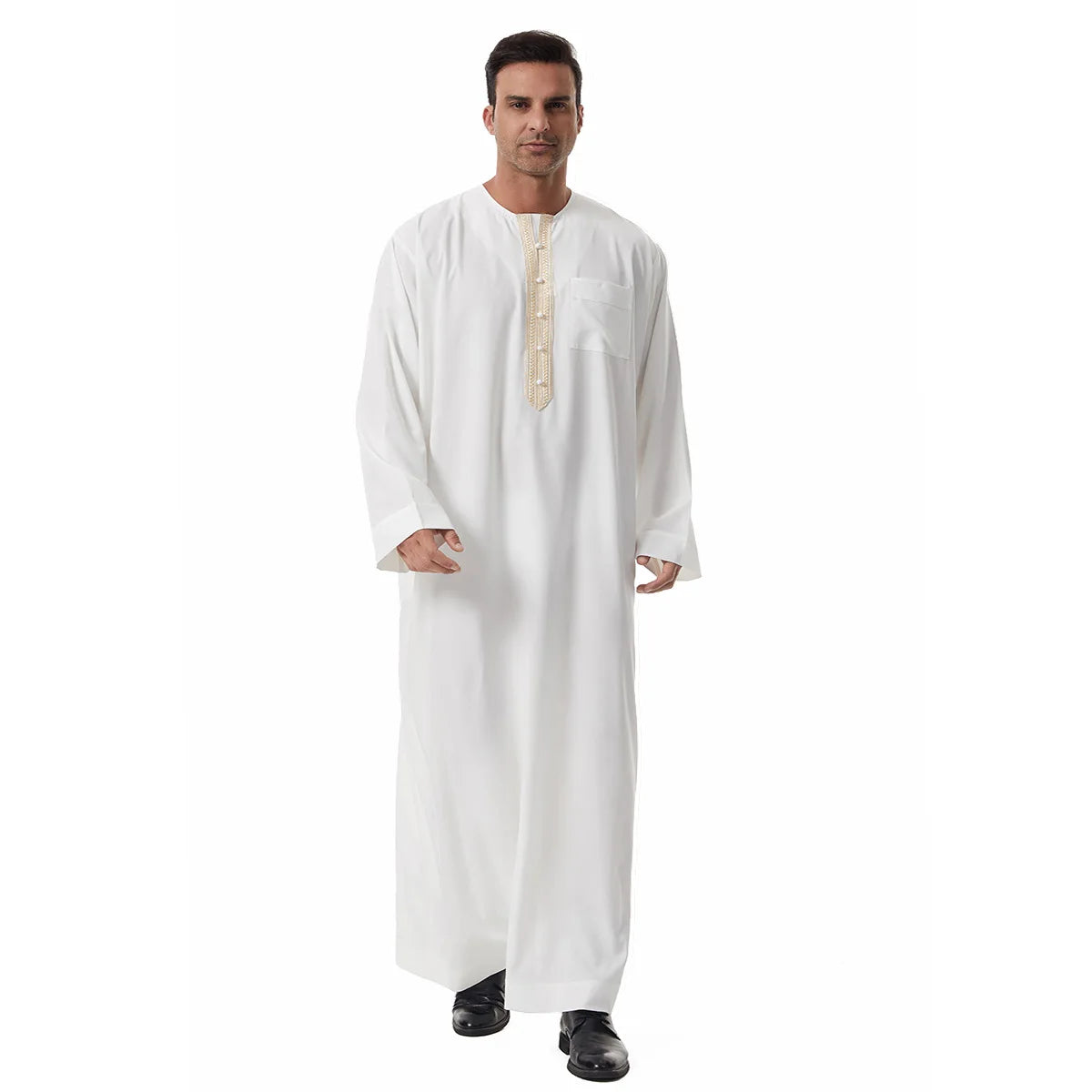 Thobes for Man Muslim Dress Islam Clothing Saudi Arabic Robe Jubba Thobe Eid Djellaba Long Sleeve Embroidery Daffah Dishdasha