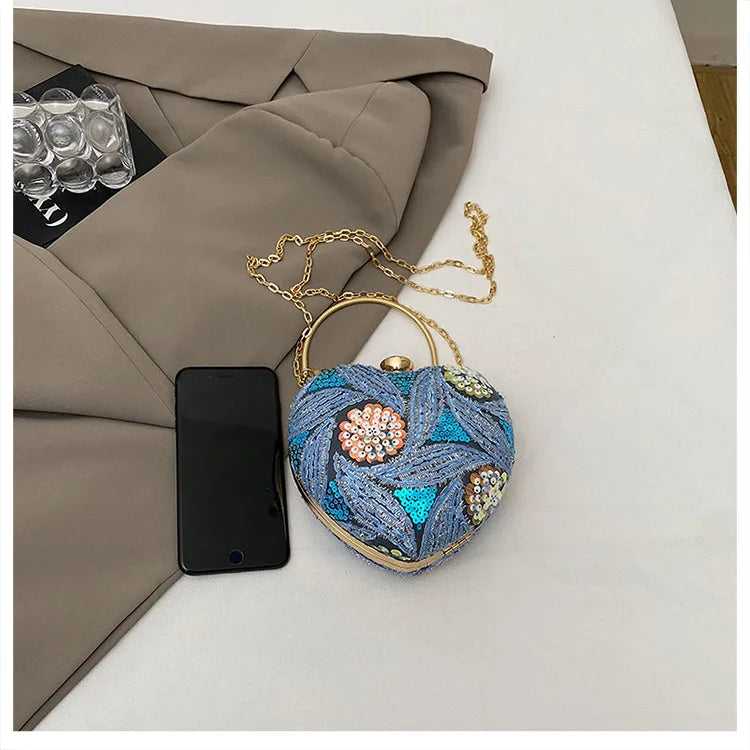 Women's Handbag2025New European and American fashion sequin shoulder baginsInternet Celebrity Retro Handheld Evening Bag