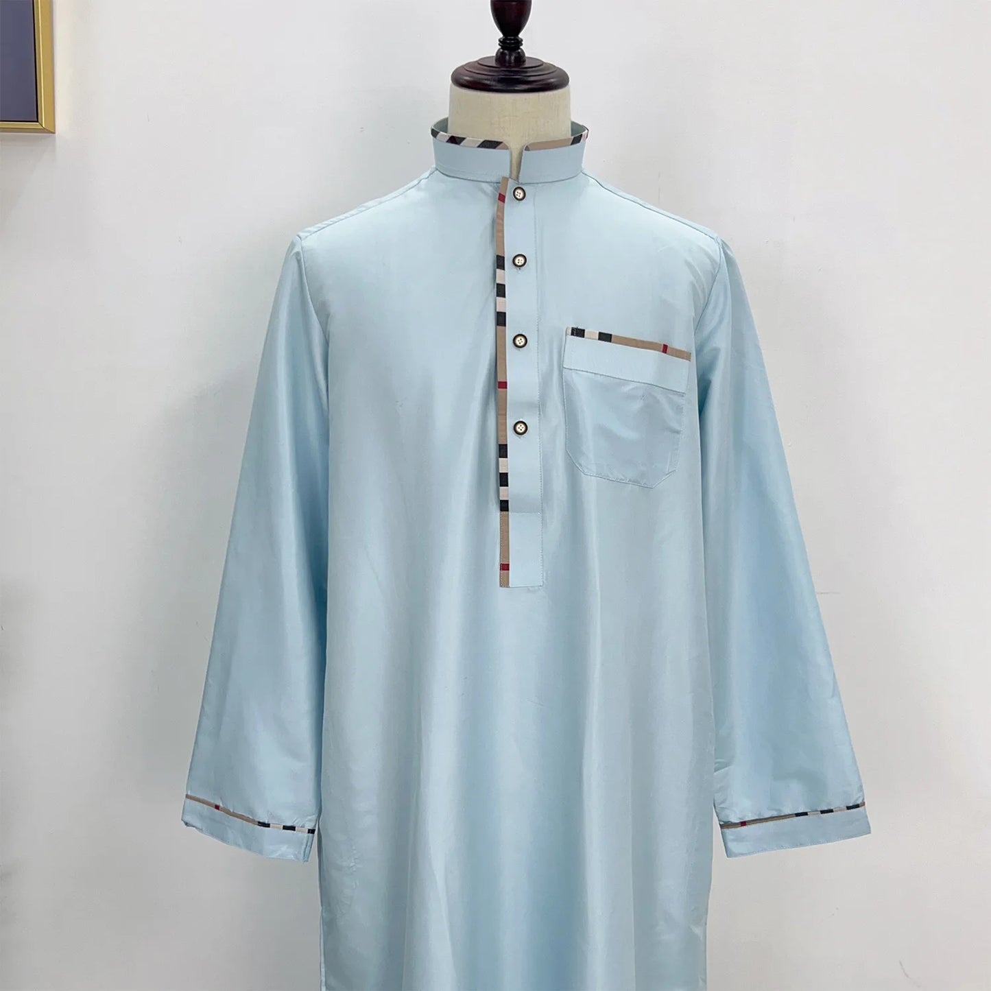 Eid Ramadan Jubba Thobe Muslim Dress for Men Long Robe Dubai Abaya Turkey Kaftan Islam Clothing Daffah Dishdasha Djellaba Prayer