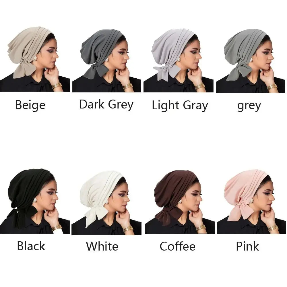 Pre-Tied Muslim Women Hijab Bonnet Pleated Ruffle Turban Chemo Cap Underscarf Hair Loss Hat Islamic Cancer Headwear Scarf Mujer