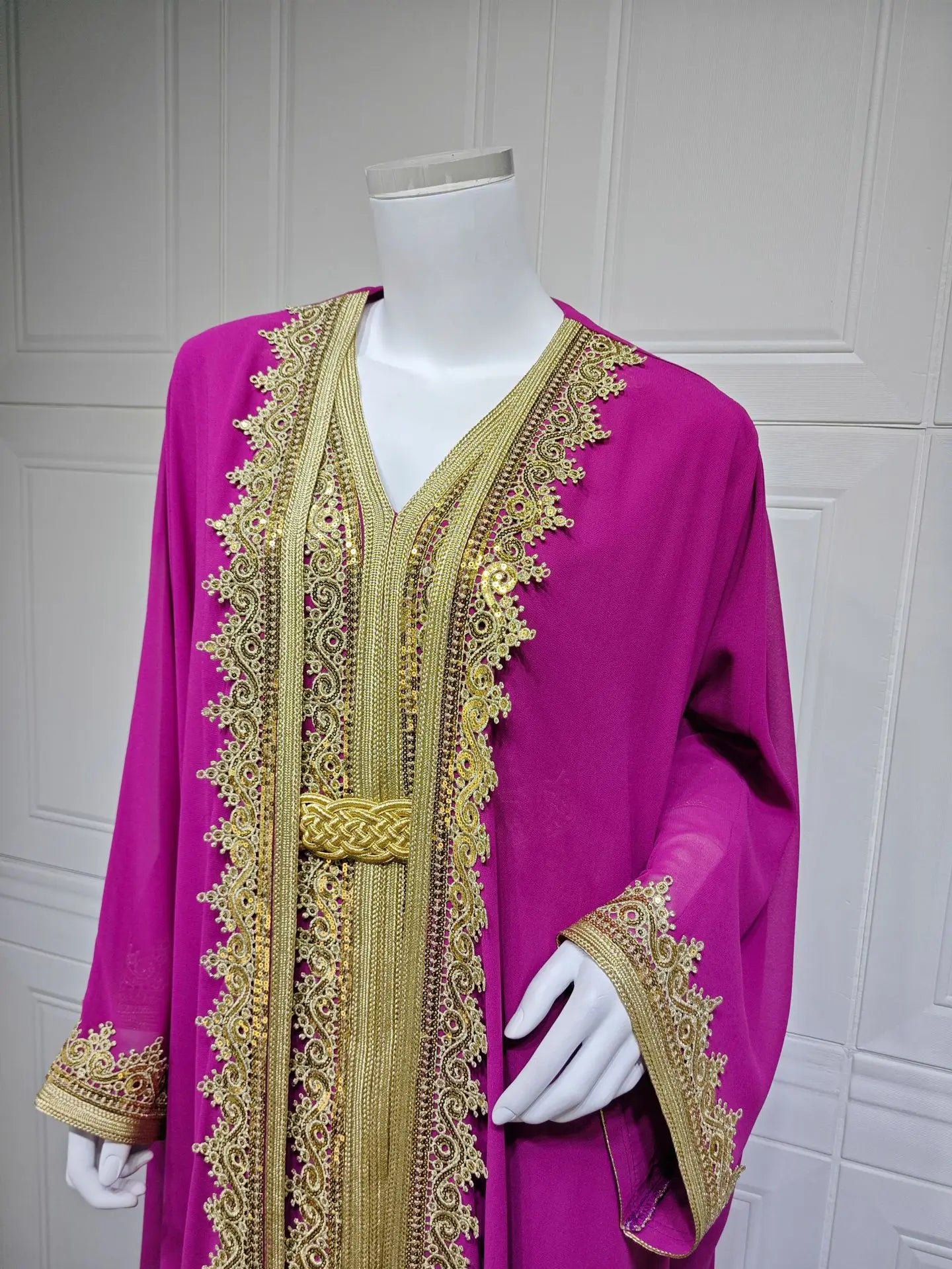 Eid Women Abaya Dress Muslim 2 Piece Set Cardigan with Inner Dress Lace-up Robe Caftan Robe Jalabiya Ramadan Morocco Kaftan 2025