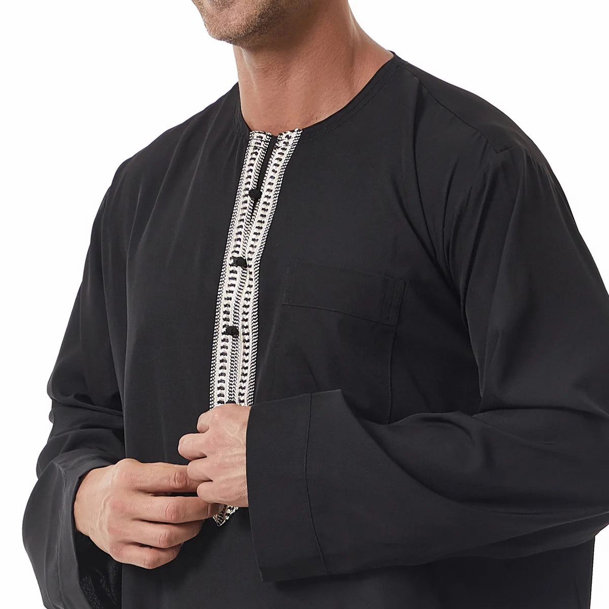 Thobes for Man Muslim Dress Islam Clothing Saudi Arabic Robe Jubba Thobe Eid Djellaba Long Sleeve Embroidery Daffah Dishdasha