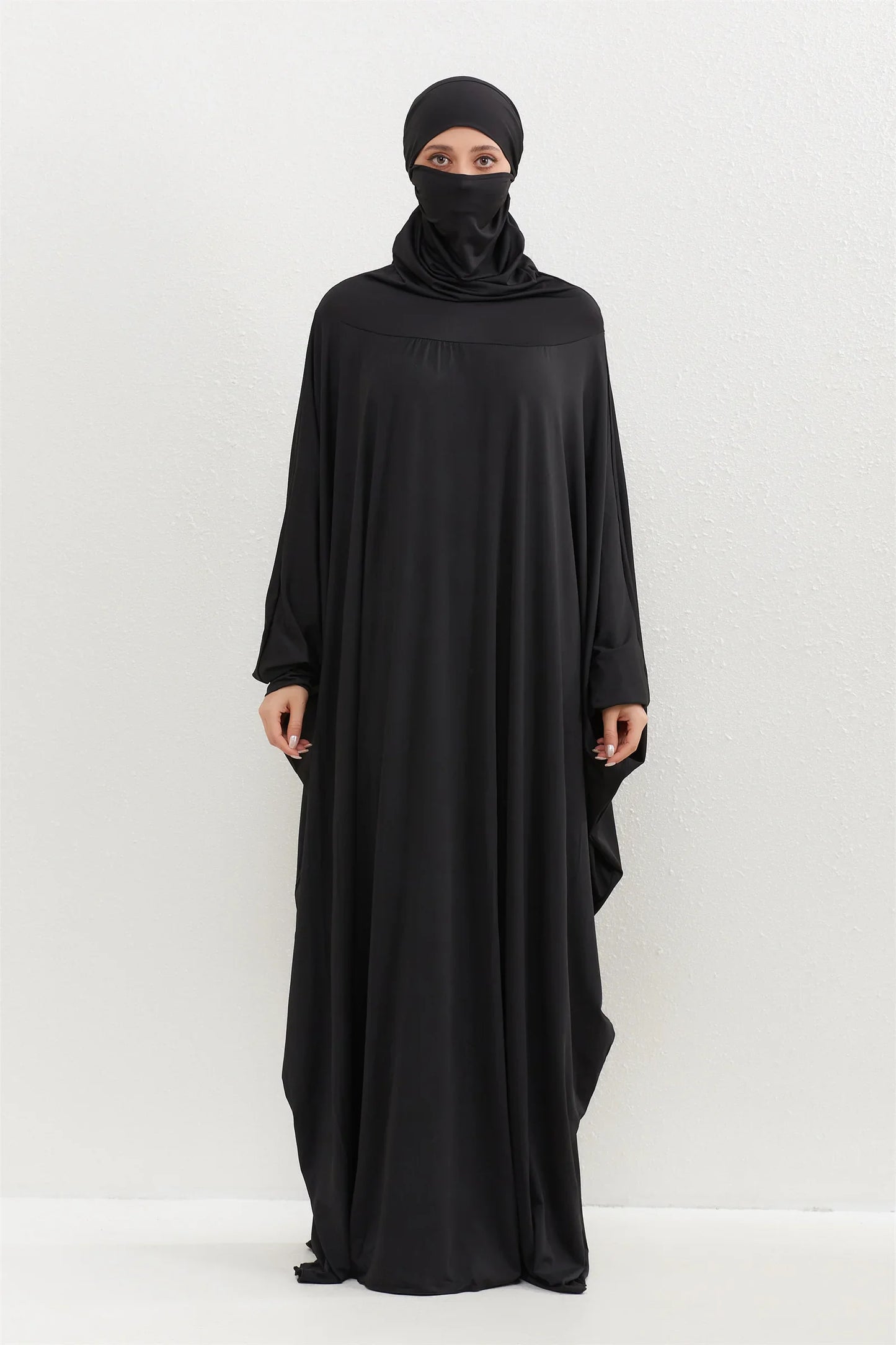 Muslim Abayas Hijab Smocking Sleeve One-piece Prayer Dress Women Jilbabs Hooded Kaftans Islamic Dubai Saudi Robe Turkish Modesty