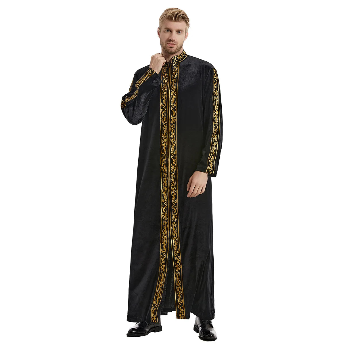 Muslim Men Jubba Thobe Islamic Clothing Velvet Kaftan Thoub Arabic Saudi Robe Dress Jubah Caftan Thawb Ramadan Gown Middle East