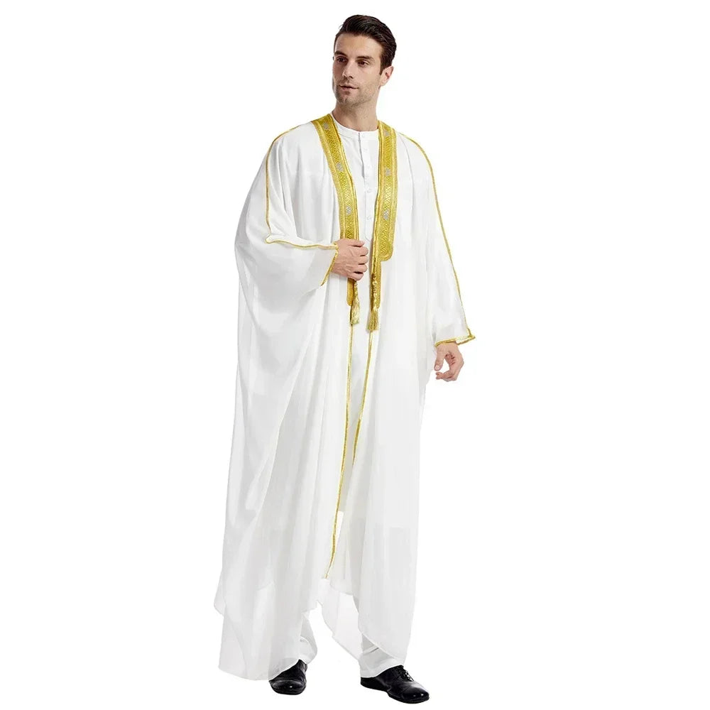 Men Kebaya Open Muslim Kimono Abaya Turkey Arabic Islam Djellaba Homme Robe Musulmane Hombre Ramadan Abayas for Prayer Clothes