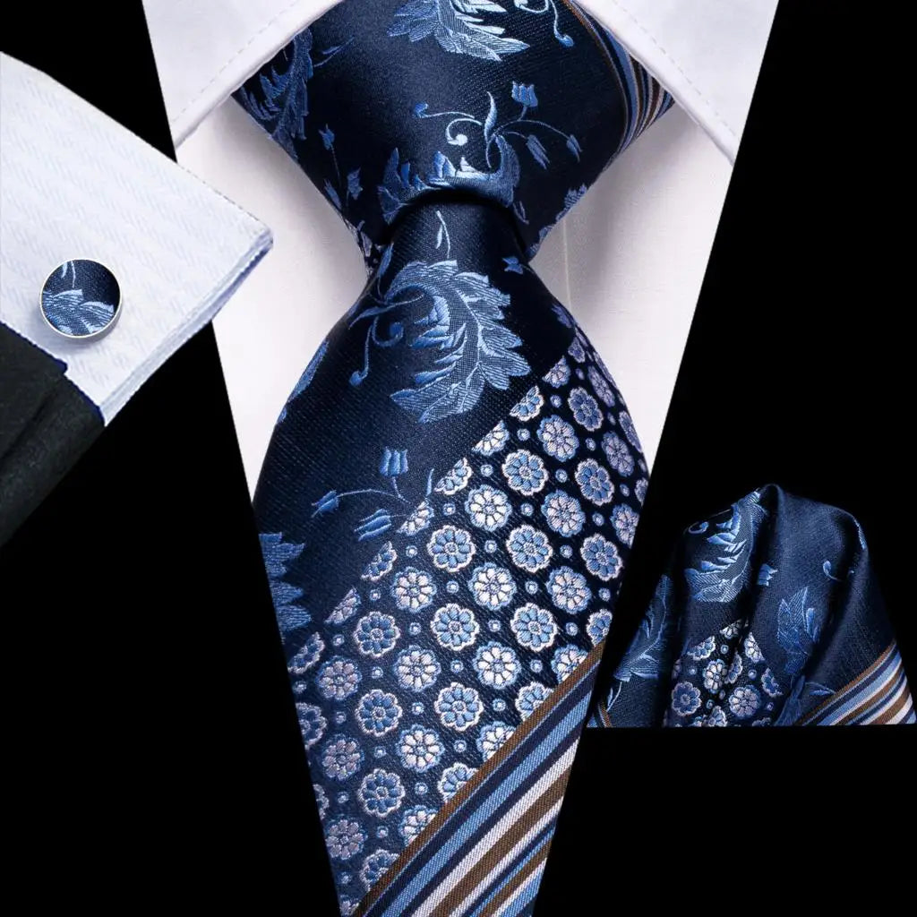 Hi-Tie 63inches Silk Mens Tie Set Extra Long Ties for Men Handkerchief Woven Classic Silk Men's 160cm Necktie Pocket Square Set