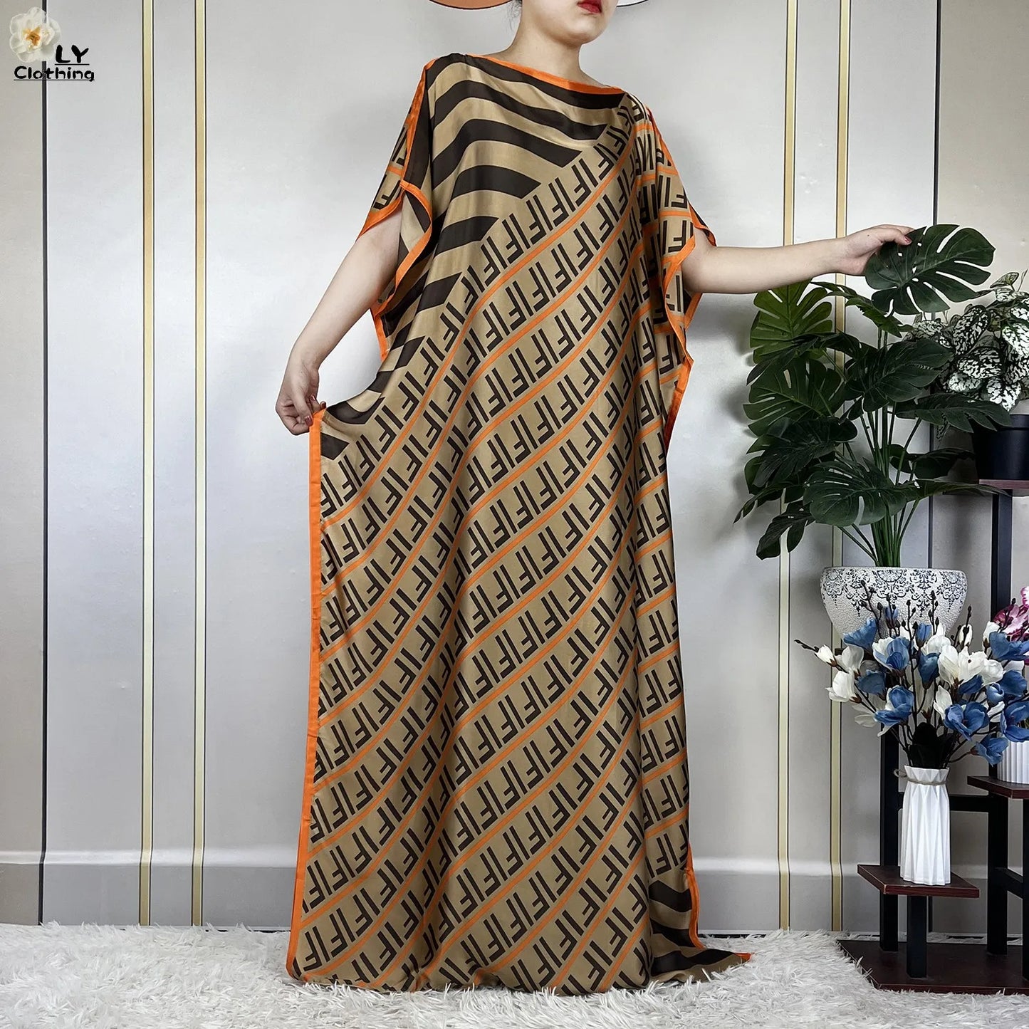 Muslim Abayas For Women 2023 New Fashion Printed Silk Soft Loose Femme Elegant Robe African Maxi Party Dresses With Belt Turban