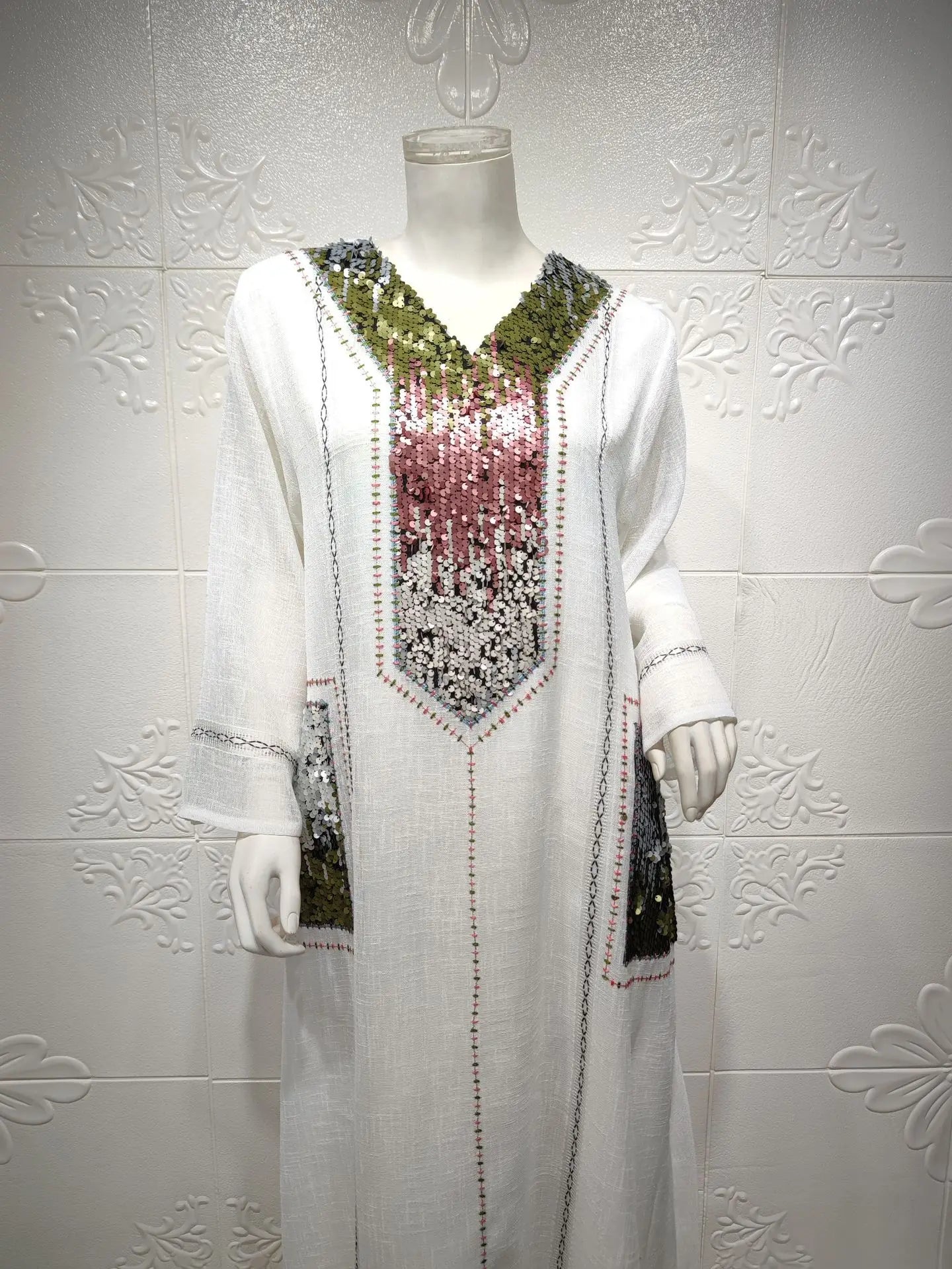 Eid Muslim Party Dress for Women Abaya Sequins Maxi Evening Long Dresses Jalabiya Morocco Dubai Abayas Kaftan Vestidos Long Robe