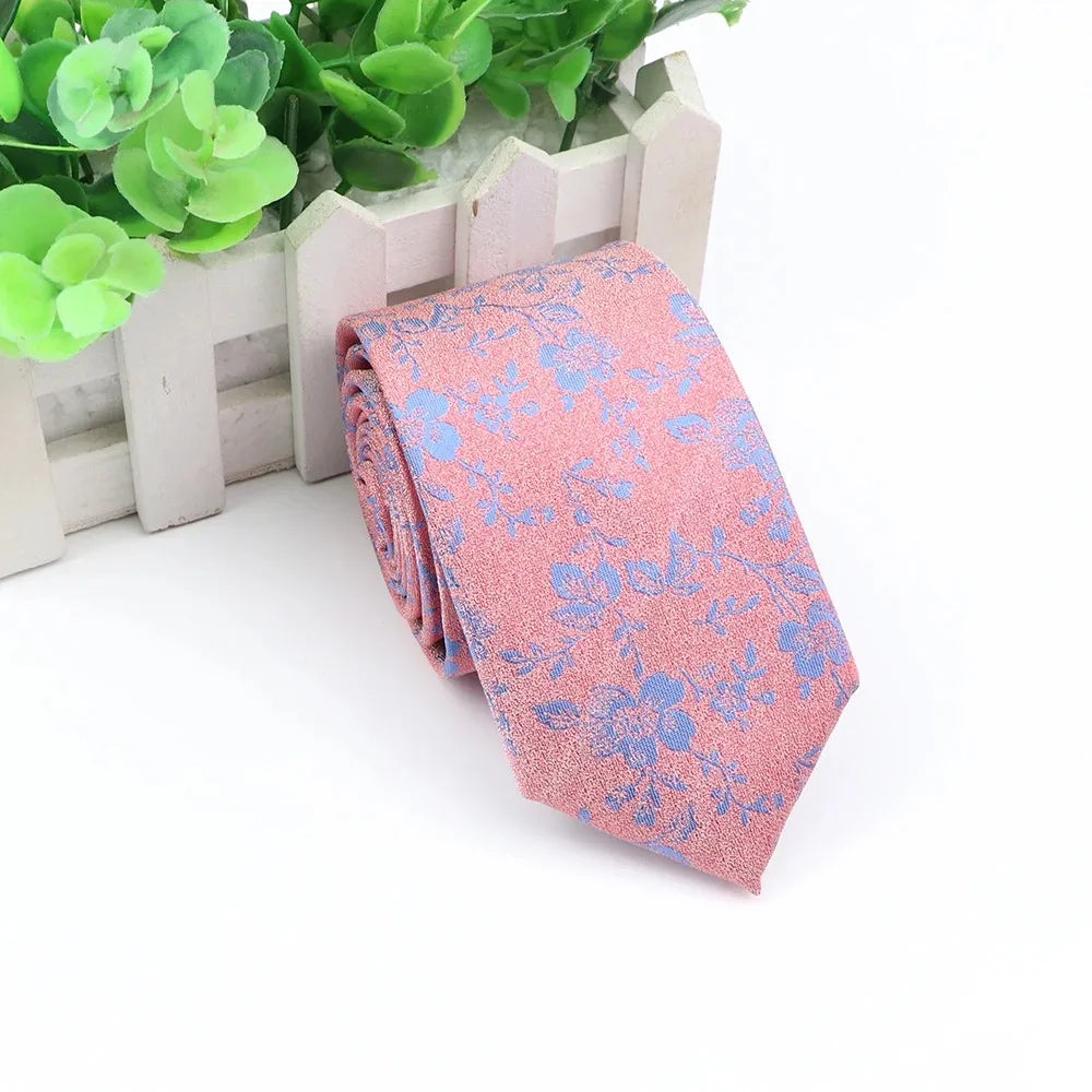 Men's 6cm Elegant Jacquard Weave Tie Vintage Embroidery Flower Rendering Pattern Necktie Business Wedding Party Accessories Gift