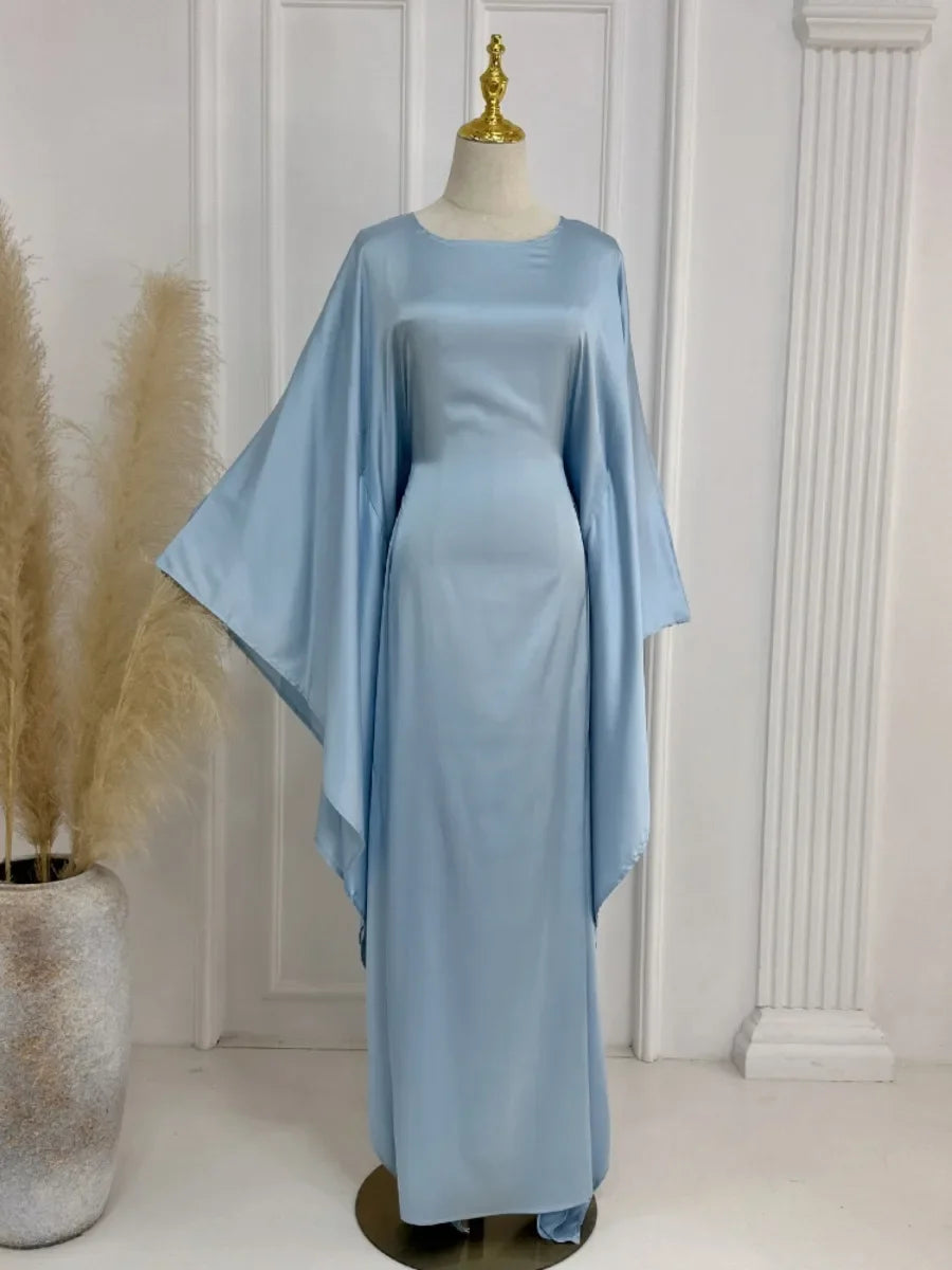 Eid Modest Bat Sleeve Muslim Party Dress for Women Ramadan Abaya Long Dress Kaftan Vestidos Largos Dubai Robe Jalabiya 2024