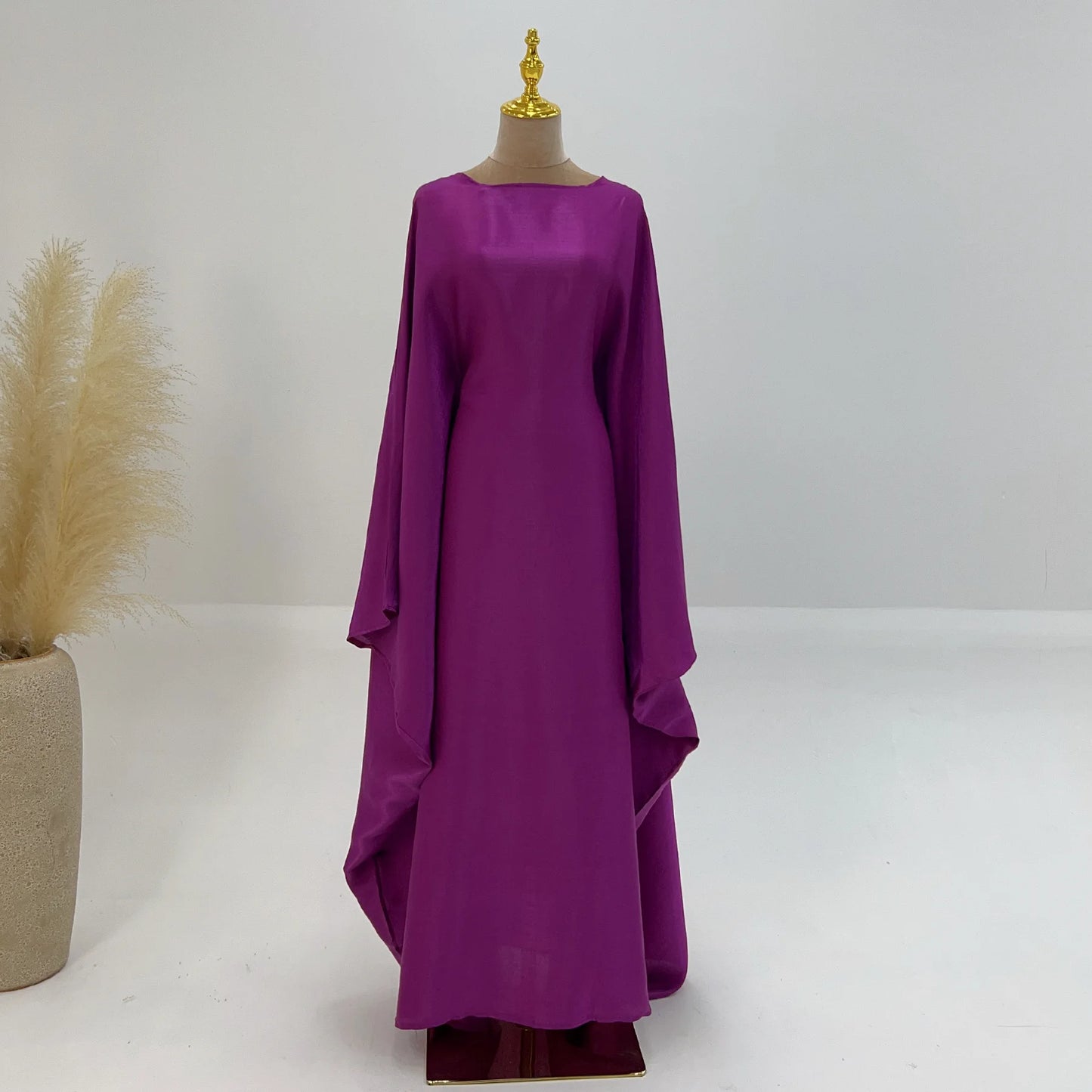 Ramadan Summer Batwing Sleeve Satin Butterfly Abaya Islam Muslim Maxi Dress Kebaya Women Kaftan Robe Musulmane Femme Vestidos