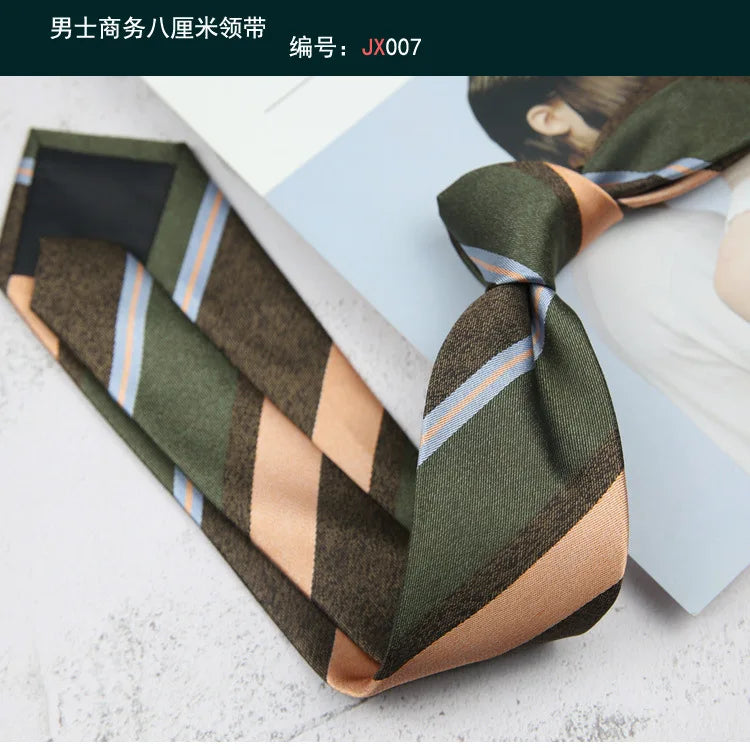 British Italian Style 8CM Formal Ties For Men Business Striped Floral White Brown Neckties Luxury Silk Neck Ties Wedding Cravat