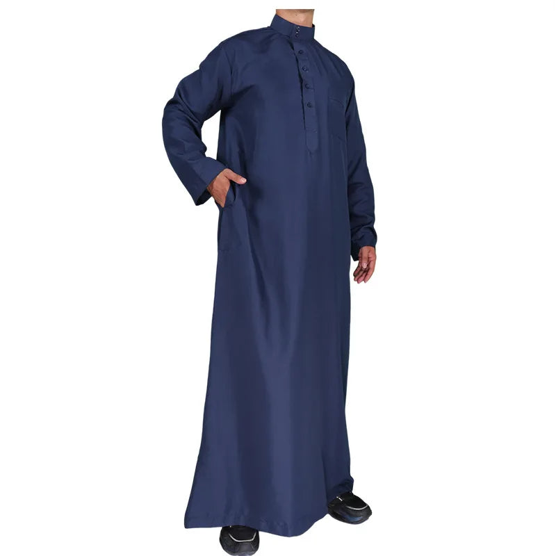 New 2026 Middle East Muslim Men Dress Long Sleeve Jubba Thobe Ramadan Eid Dishdasha Robe Muslim Islamic Kaftans Arab Clothing