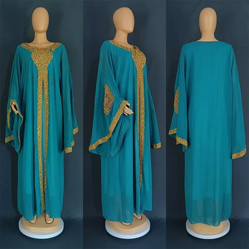 Kaftan Dubai Abaya Turkey Muslim Chiffon Maxi Dress Islam Clothing Elegant African Dresses for Women Boubou Robe Djellaba Femme