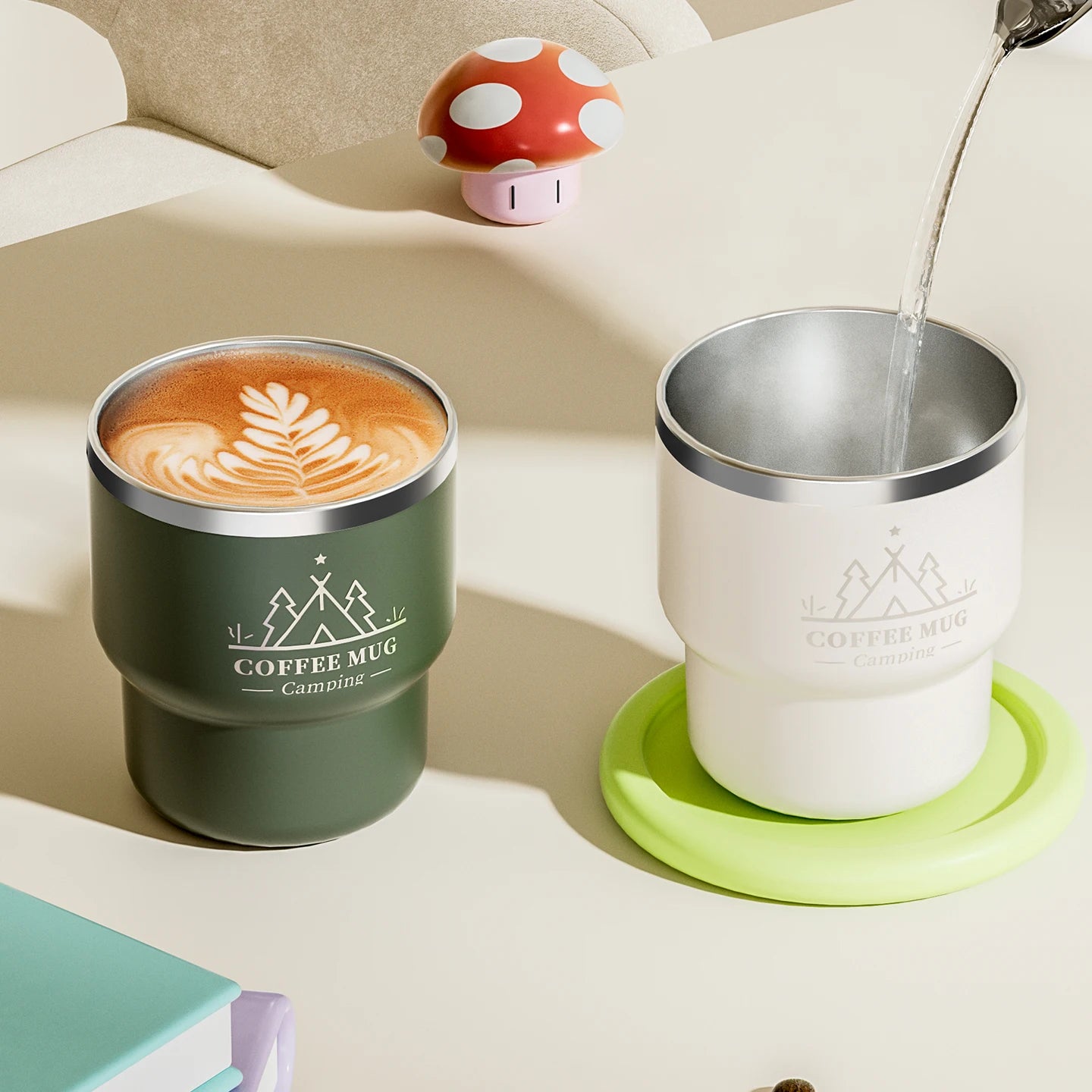 400ML Double Wall Insulated Mug 304 Stainless Steel Milk Coffee Cup Portable Sealed Cold And Hot Water Cup Tumbler With Handle