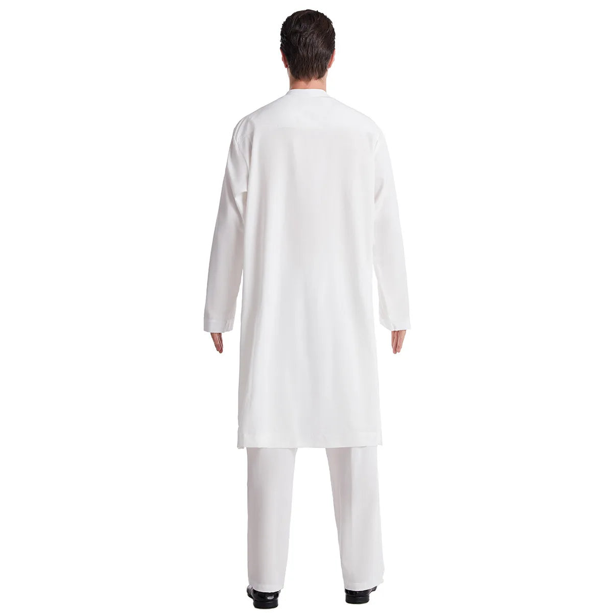 Muslim Men Jubba Thobe 2 Pice Set Top with Pant Mens Abaya Long Islamic Eid 2026 Ramadan Long Robe Saudi Wear Caftan Dubai Arab