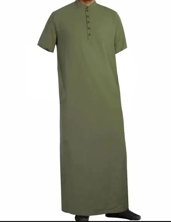 2026 Arabic Style Long Men's Stand Collar Button Muslim Robe for Men