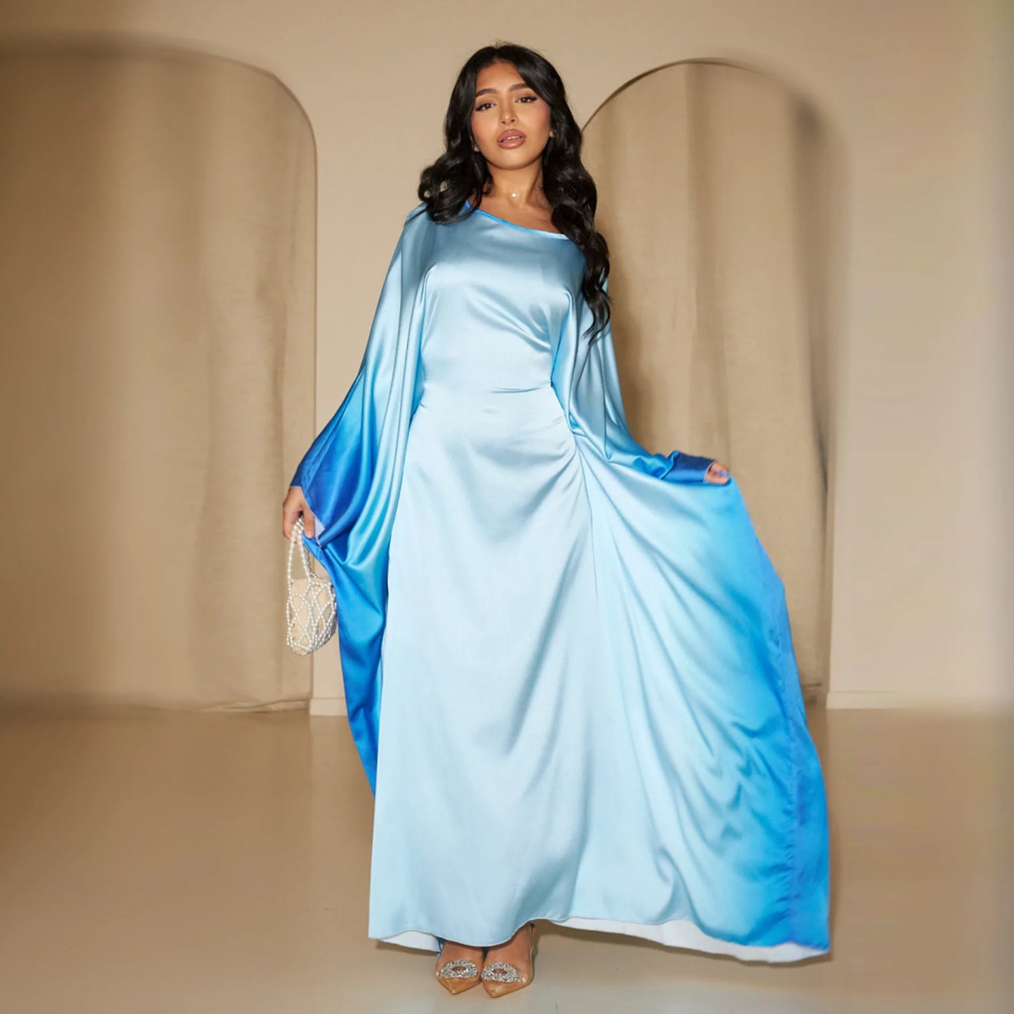 Eid Muslim Party Dress for Women Ramadan Bat Sleeve Abaya Long Dress Morocco Kaftan Vestidos Largos Dubai Robe Jalabiya 2024