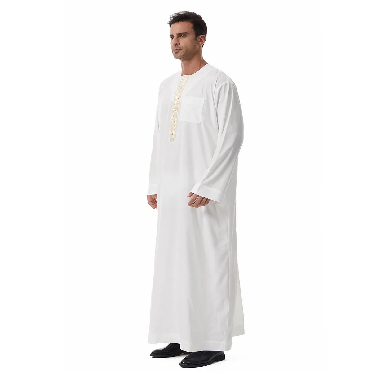 Thobes for Man Muslim Dress Islam Clothing Saudi Arabic Robe Jubba Thobe Eid Djellaba Long Sleeve Embroidery Daffah Dishdasha