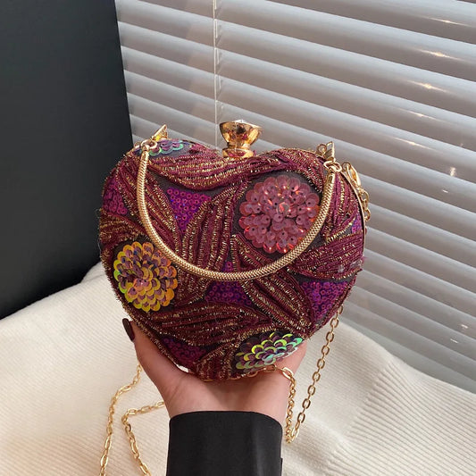 Women's Handbag2025New European and American fashion sequin shoulder baginsInternet Celebrity Retro Handheld Evening Bag
