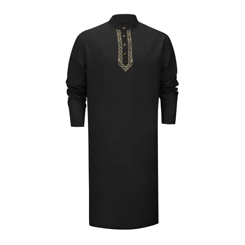 Elegant Arab Style Long Embroidered Muslim Robe for Men Traditional Islamic Clothing