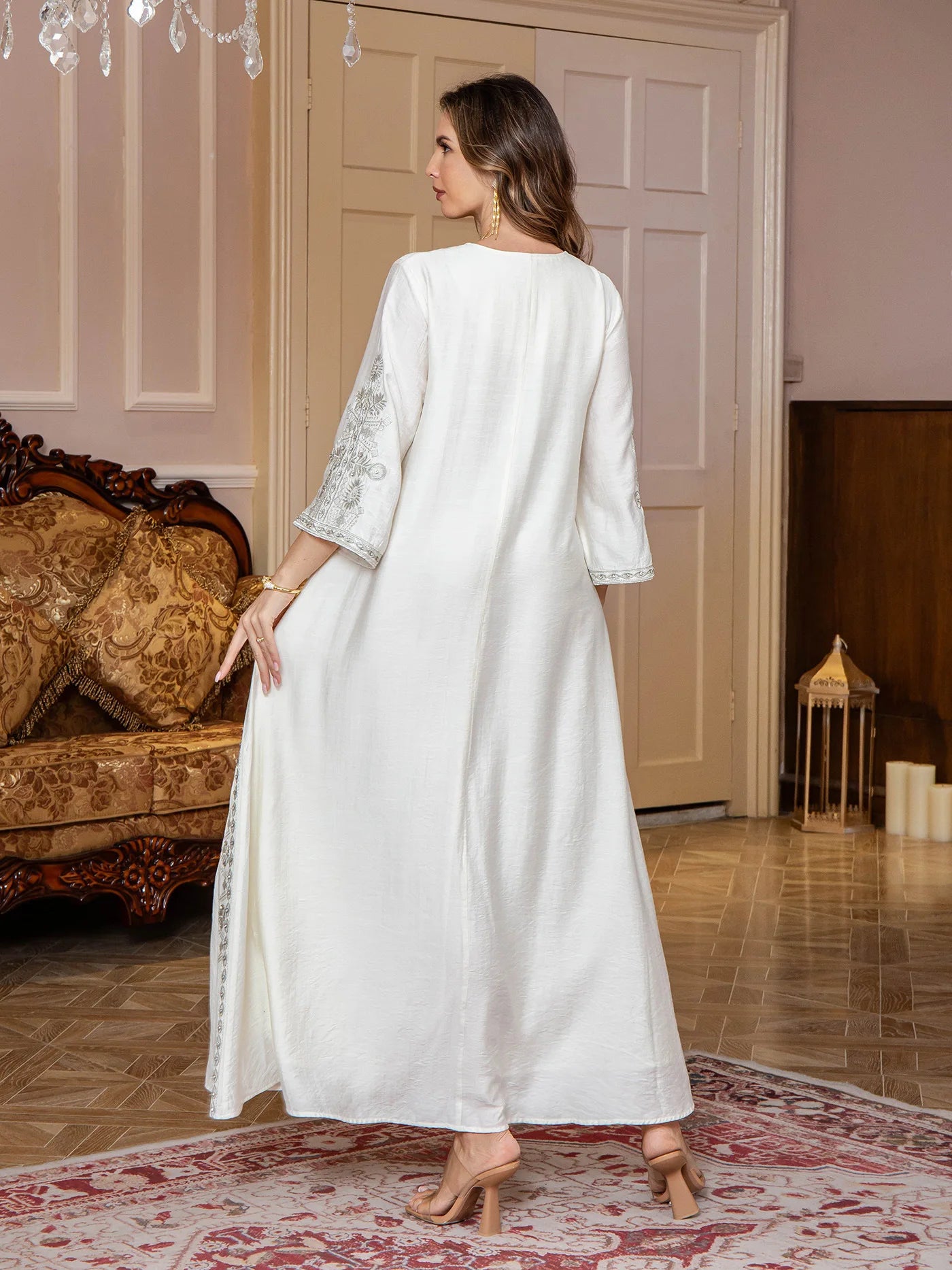 Eid Women Embroidery Dress Abaya Muslim Jalabiya Ramadan Dubai Vestidos Largos Islam Party Dresses Arab Long Robe Morocco Kaftan