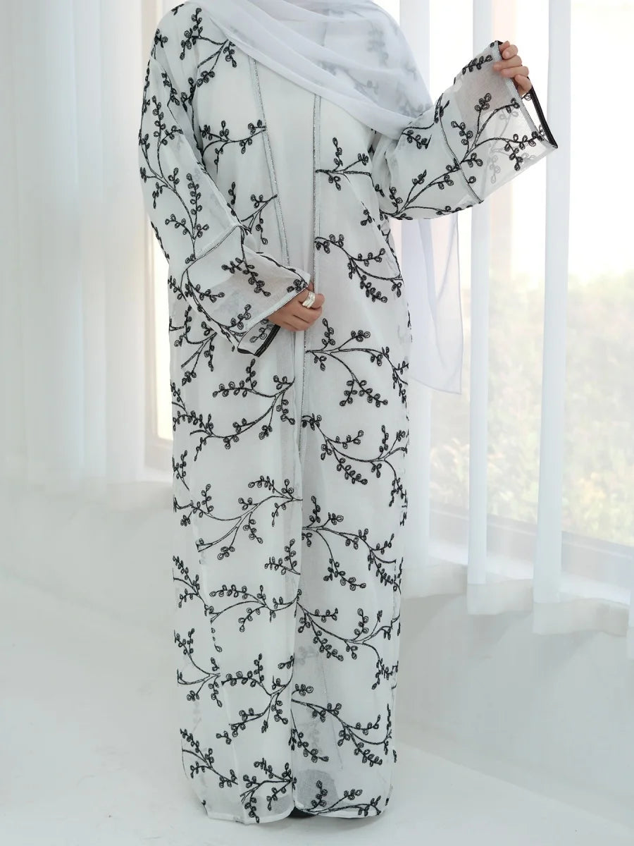 Muslim Women Dubai Abaya Luxury Embroidery Floral Long Dress Kimono Cardigan Kaftan Modest Robe Femme Islamic Clothing Kebaya