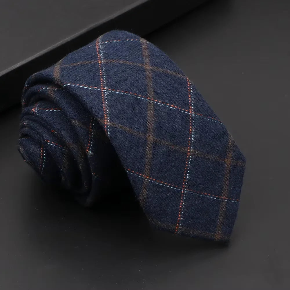 Classic Mens Solid Cotton Handmade 6cm Ties Striped Narrow Collar Slim Necktie Black Red Blue Formal Business Wedding Tie Gift