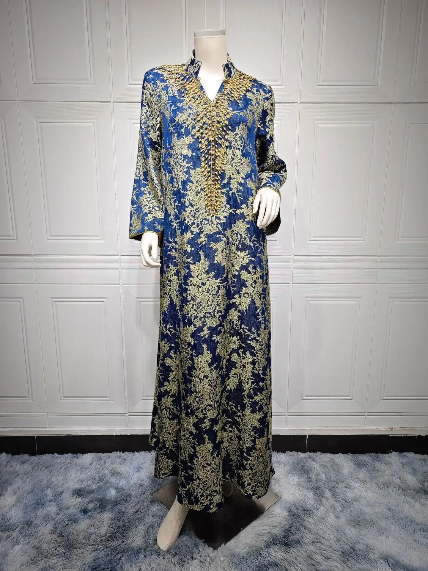 Eid Muslim Dress for Women Abaya Beading Stand Collar Jalabiya Morocco Party Dresses Abayas Kaftan Abaya Vestidos Arab Long Robe