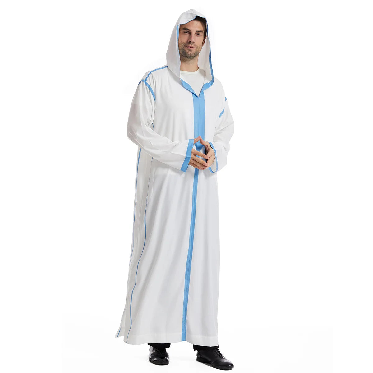 Muslim Men Hooded Robe Dishdasha Modest Islamic Dubai Saudi Prayer Abaya Kaftan Eid Ramadan Morocco Jubba Arab Thobe Abayas