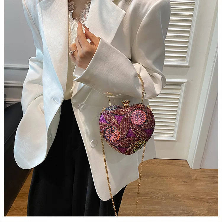 Women's Handbag2025New European and American fashion sequin shoulder baginsInternet Celebrity Retro Handheld Evening Bag