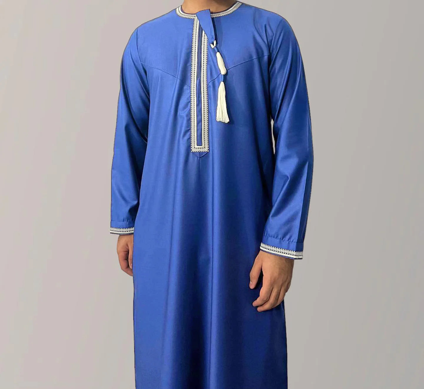 Muslim Men Long Sleeve Pullover Dress Aman Abaya Jubba Thobe for Men Saudi Arab Kaftan Islam Clothing Rayer Robe Afghan Male