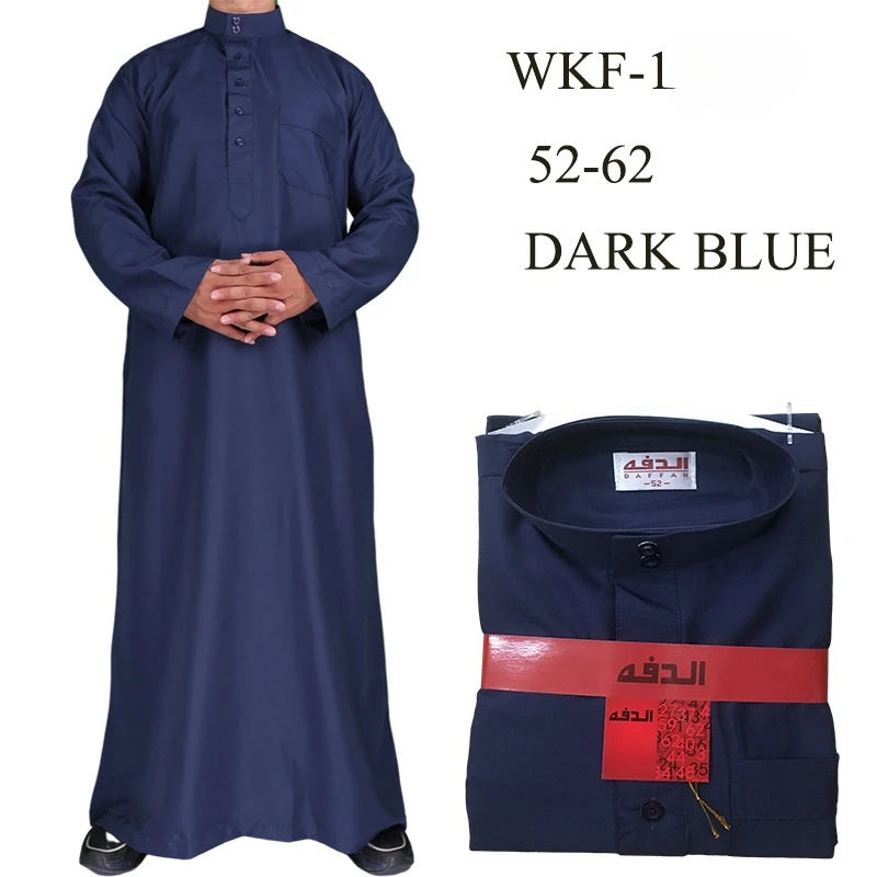 New 2026 Middle East Muslim Men Dress Long Sleeve Jubba Thobe Ramadan Eid Dishdasha Robe Muslim Islamic Kaftans Arab Clothing