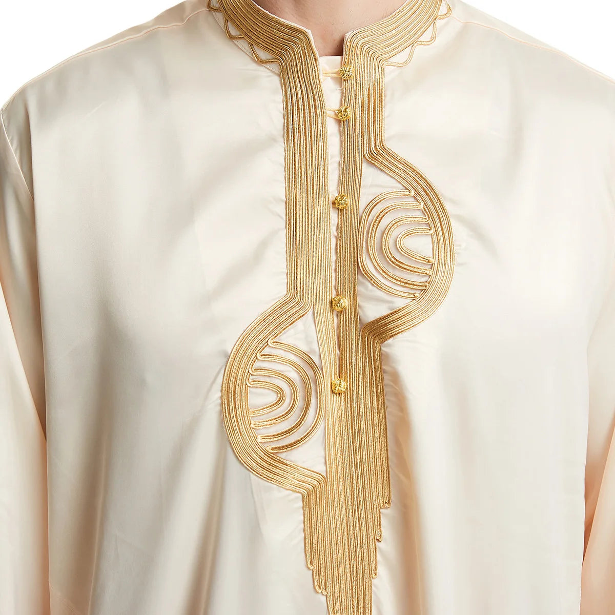 1pcs/lot man fashion embroidery muslim long robe man stand collar long sleeve jubba thobe